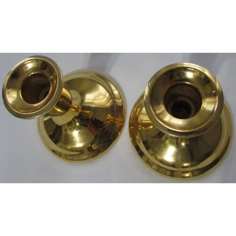 International Silver co. 2 brass candle stick holders gold 3